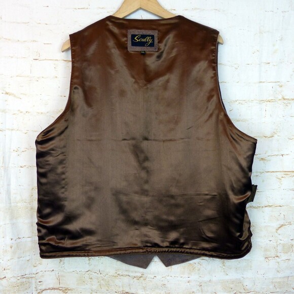 Scully Vest Men 52L Brown Distress Lambskin Leather Western Button Lined 503-60 - Picture 11 of 12